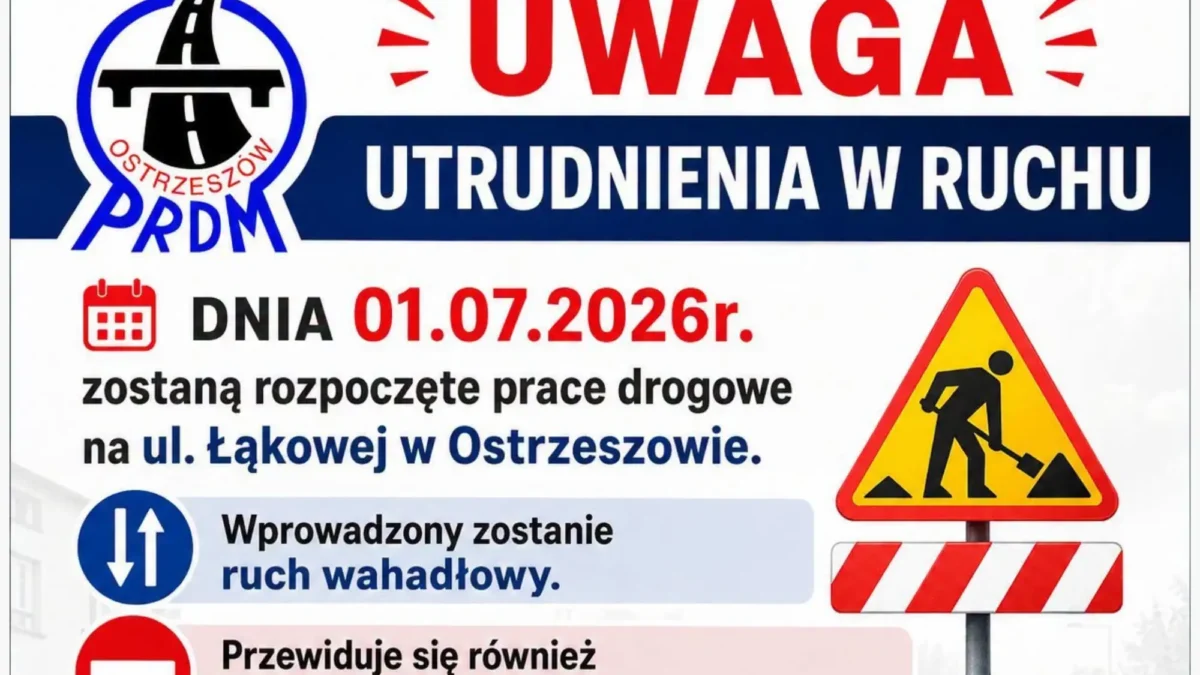 Utrudnienia w ruchu na ul. Łąkowej w Ostrzeszowie – zapowiedź wyścigu rowerowego