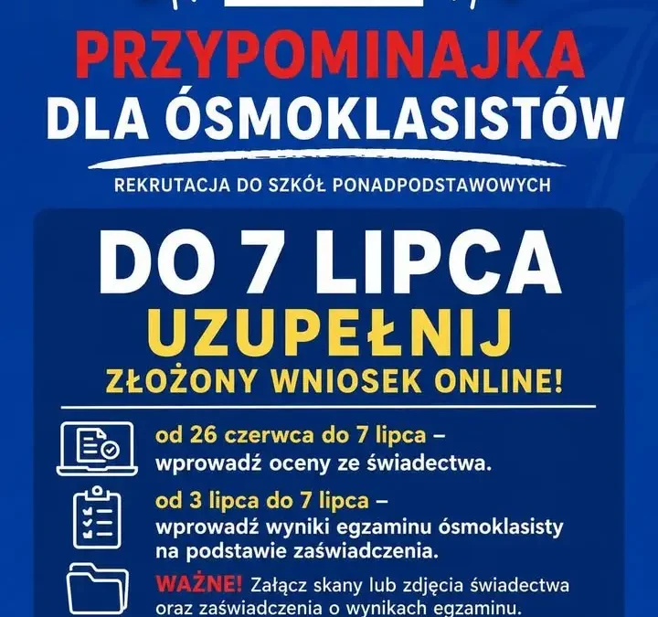 Rekrutacja do szkół ponadpodstawowych: ważne terminy dla ósmoklasistów