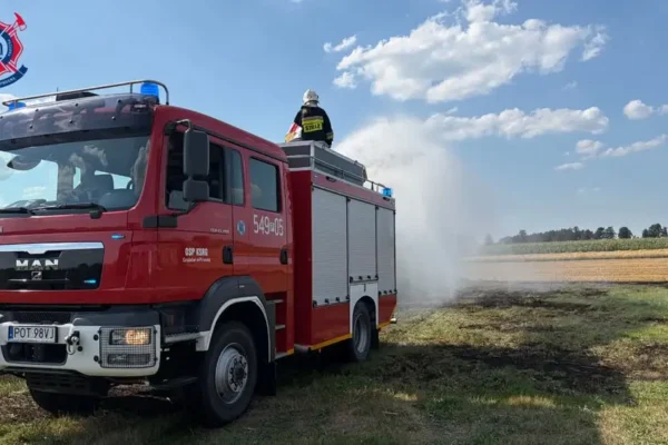 Pożar trawy w Bobrownikach – strażacy z Ostrzeszowa i okolic w akcji