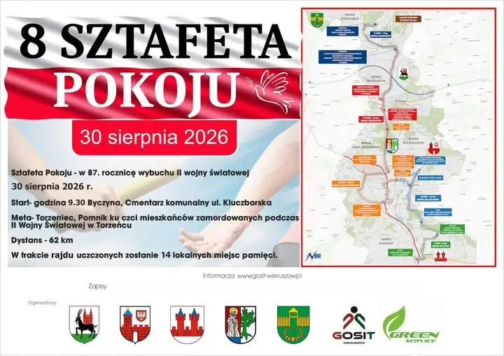Ruszyły zapisy na Sztafetę Pokoju 2026 – 30 sierpnia wyruszy z Byczyny