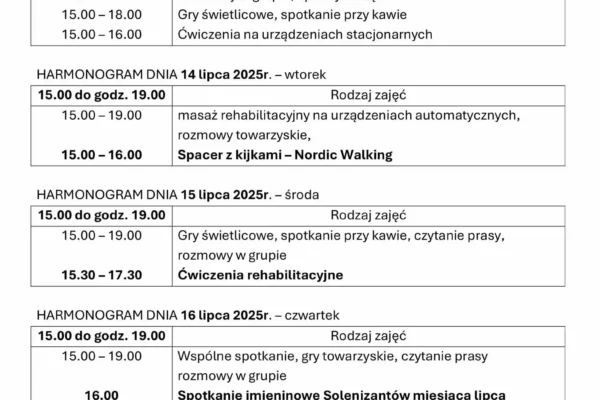 Klub Senior+ w Mikstacie zaprasza na tygodniowy harmonogram zajęć