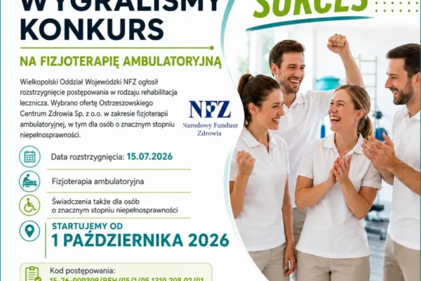 Ostrzeszowskie Centrum Zdrowia wygrywa konkurs NFZ na fizjoterapię ambulatoryjną