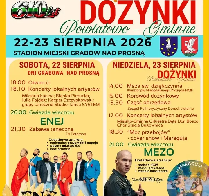 Dni Grabowa nad Prosną i Dożynki Powiatowo-Gminne – 22-23 sierpnia