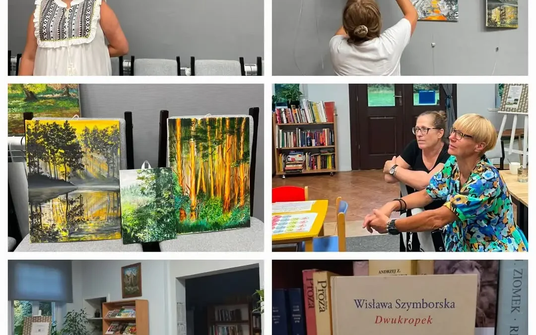 Wystawa obrazów Doroty Wyrwas w bibliotece w Doruchowie