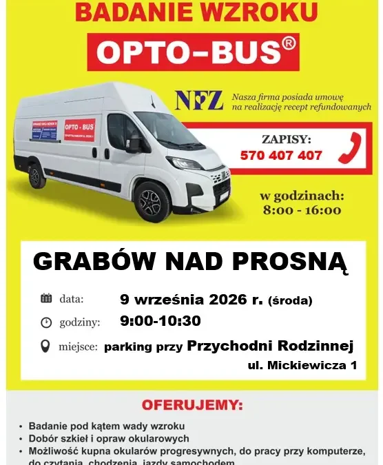 Bezpłatne badania wzroku dla mieszkańców Grabowa nad Prosną