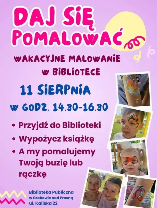 Malowanie buziek i rączek w bibliotece – ostatnia szansa w te wakacje