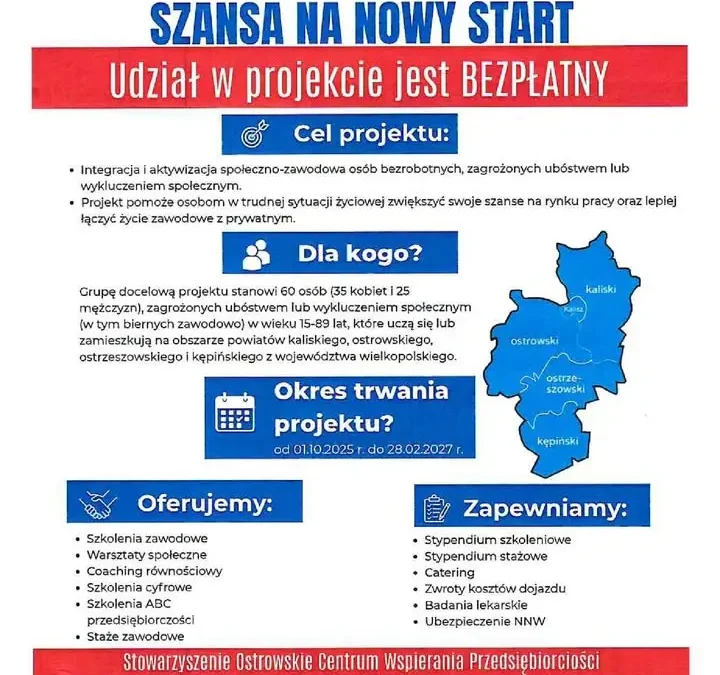 Projekt „Szansa na nowy start” – bezpłatne wsparcie dla bezrobotnych z regionu