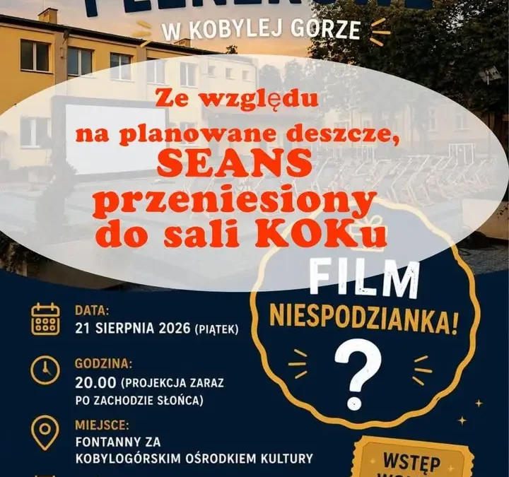 Kino plenerowe w Kobylej Górze przeniesione do budynku KOK