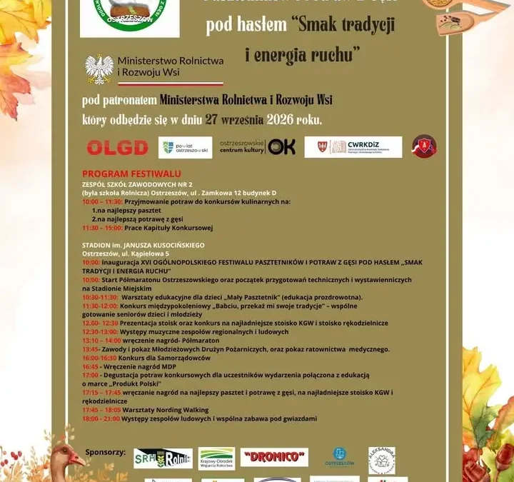 XVI Ogólnopolski Festiwal Pasztetników i Potraw z Gęsi w Ostrzeszowie