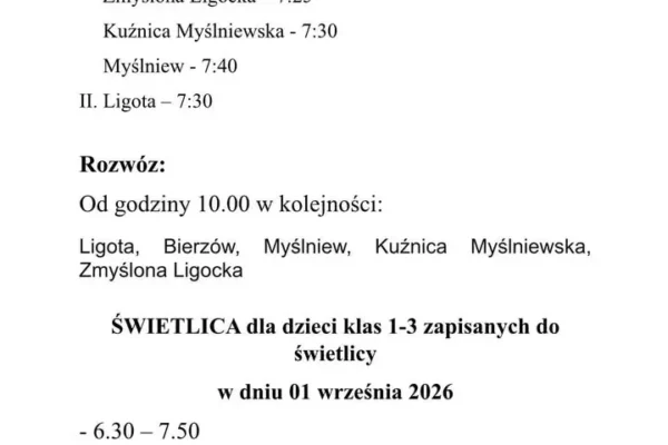 Plan jazdy autobusu szkolnego 1 września 2026 – sprawdź godziny odjazdów