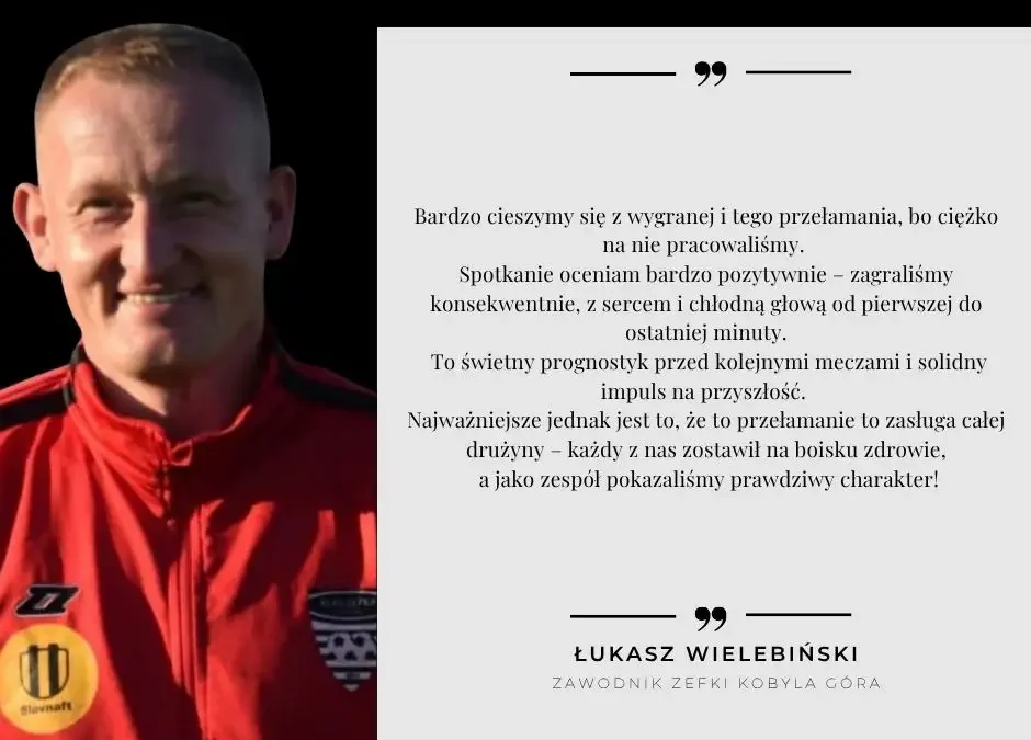 Pierwsze trzy punkty Zefki w sezonie! Trener Wielebiński komentuje przełamanie