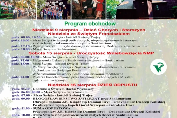Odpust ku czci Świętego Rocha w Mikstacie – program uroczystości