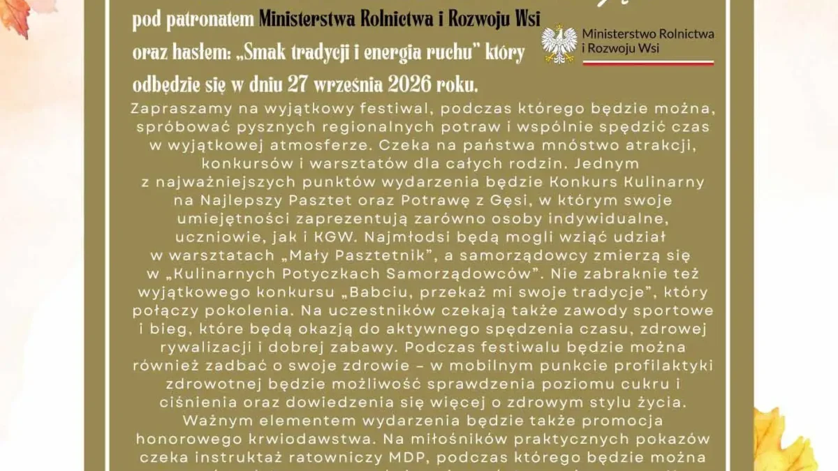 XVI Festiwal Pasztetników i Potraw z Gęsi w Mikstacie – smaki, tradycja i ruch