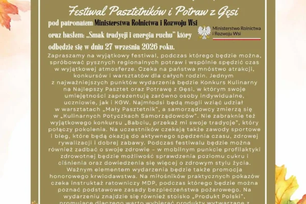 XVI Festiwal Pasztetników i Potraw z Gęsi w Mikstacie – smaki, tradycja i ruch