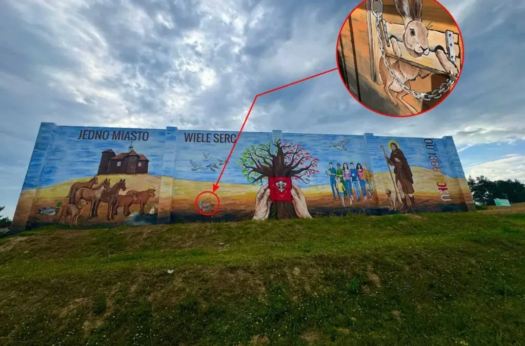 Nowy mural w Mikstacie: 170 m² historii, symboli i tajemniczy zając w dybach