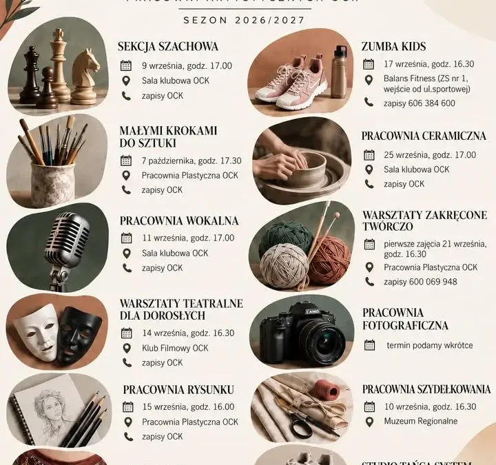 Rusza nowy sezon Pracowni Artystycznych OCK – zapisy już trwają