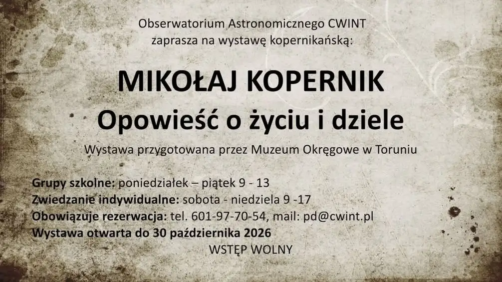 Wystawa o Mikołaju Koperniku w Obserwatorium CWINT w Parzynowie