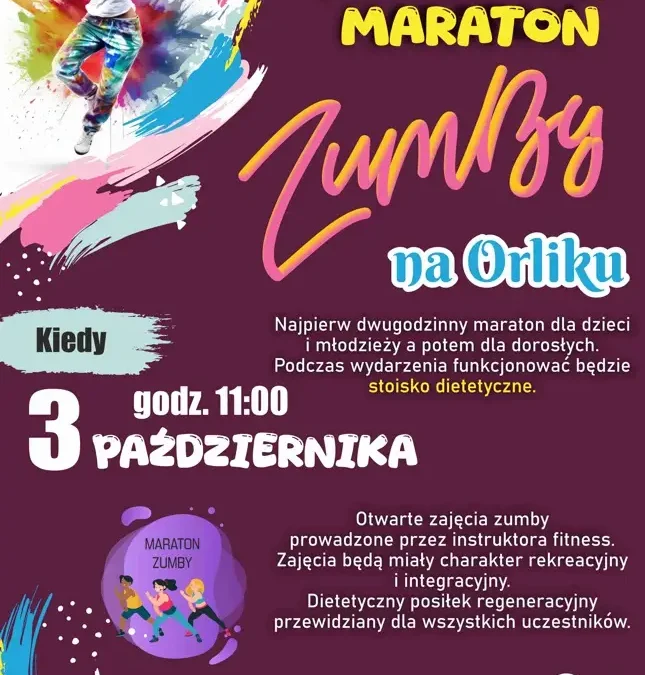 Plenerowy Maraton Zumby zakończy „Aktywne Weekendy na Orliku” w Kobylej Górze