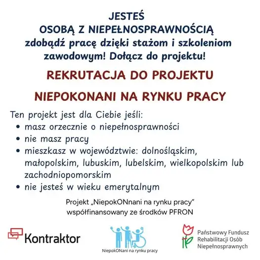 Ruszyła rekrutacja do projektu „NiepokONani na rynku pracy” dla osób z niepełnosprawnościami