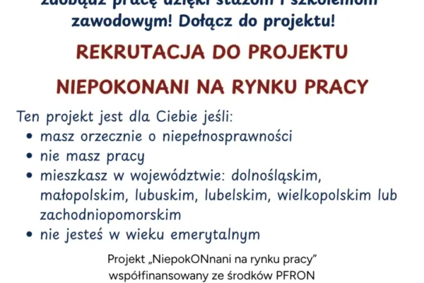 Ruszyła rekrutacja do projektu „NiepokONani na rynku pracy” – szansa dla osób z niepełnosprawnościami