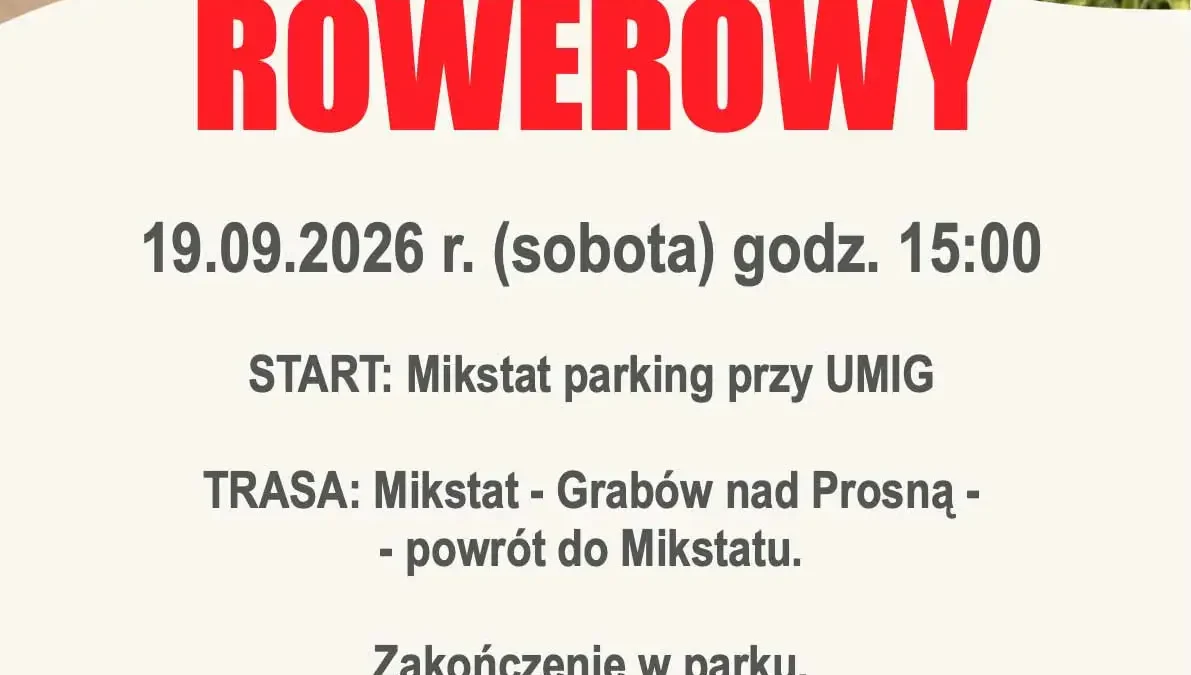 Rajd Rowerowy w Mikstacie – 19 września 2026