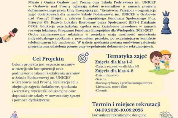 Rusza nabór do projektu 'Kreatywna Przygoda’ w Grabowie nad Prosną