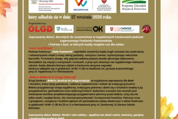 Ogólnopolski Festiwal Pasztetników i Potraw z Gęsi w Ostrzeszowie – 27 września 2026