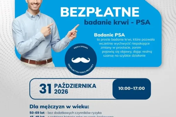 Bezpłatne badania PSA w Czajkowie – zapisy już trwają