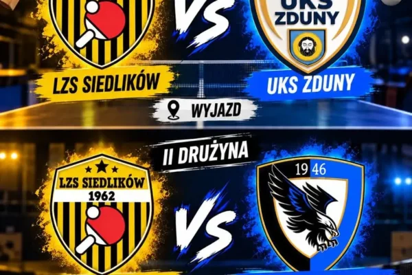Niedzielne zmagania tenisistów stołowych: pierwsza drużyna walczy o punkty na wyjeździe, druga gra u siebie