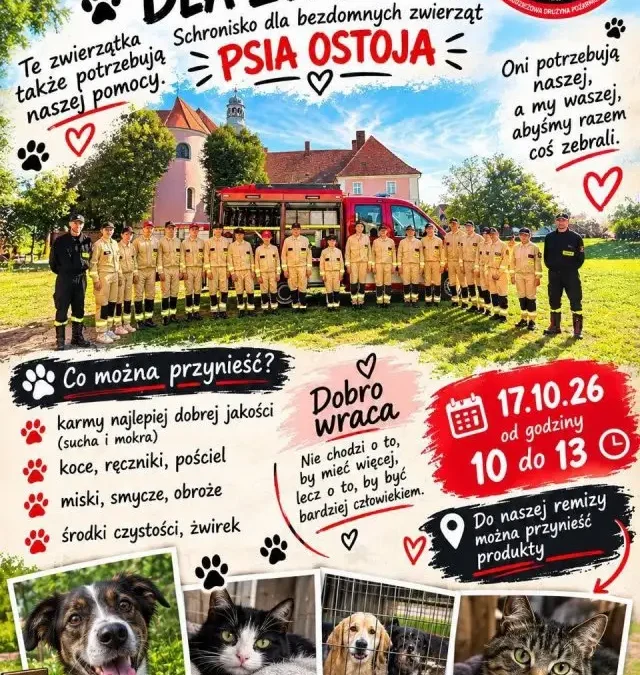 Młodzieżowa Drużyna Pożarnicza z Grabowa nad Prosną organizuje zbiórkę dla schroniska PSIA OSTOJA