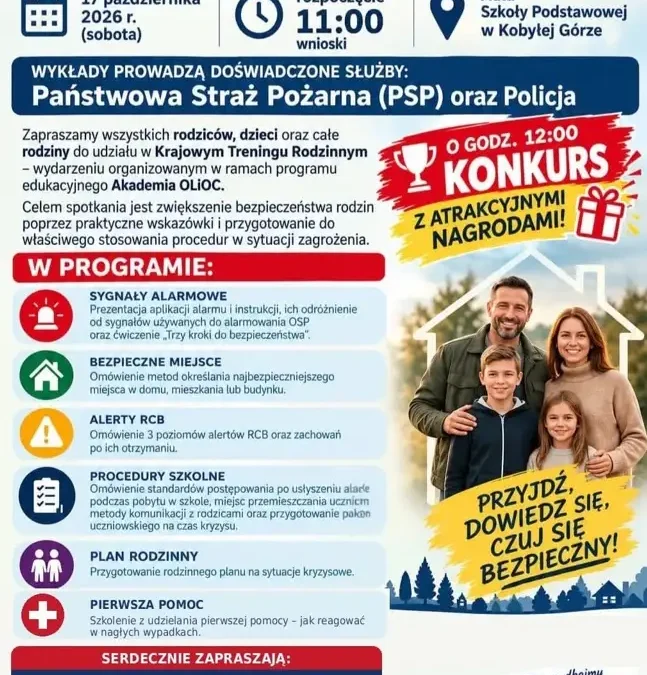 Krajowy Trening Rodzinny w Kobyłej Górze – bezpieczeństwo zaczyna się w domu