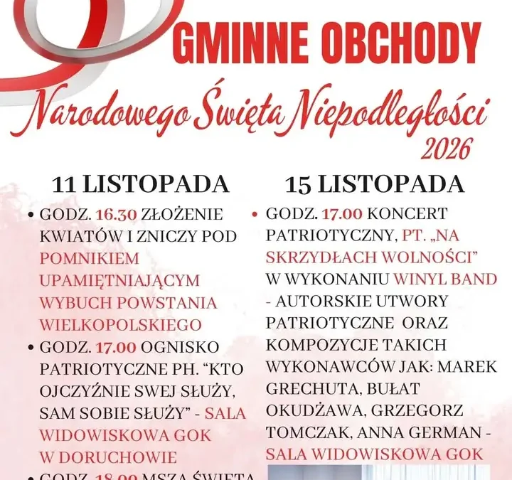 Gmina Doruchów zaprasza na obchody Narodowego Święta Niepodległości