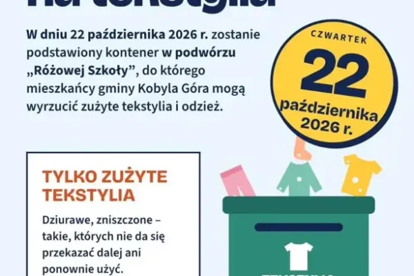 Kobyla Góra: jutro zbiórka zużytych tekstyliów przy „Różowej Szkole”