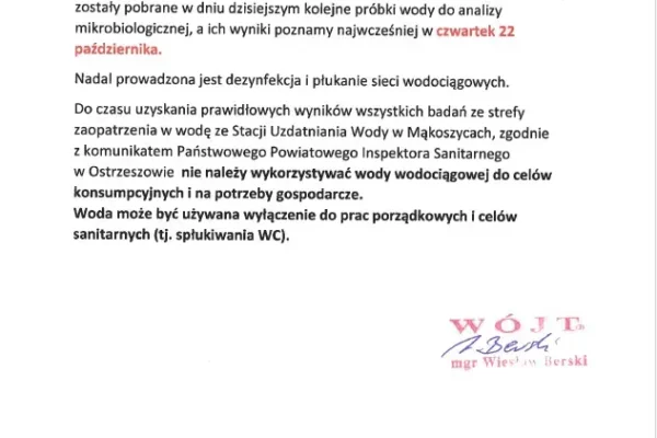 Woda w gminie Kobyla Góra: bakterie wciąż obecne, mieszkańcy bez dostępu do pitnej wody