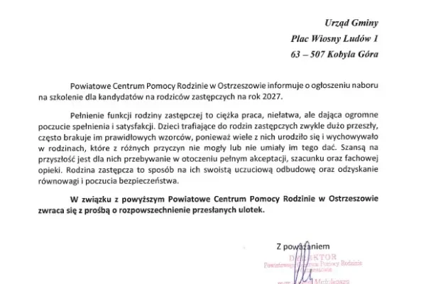Kobyla Góra: rusza nabór na szkolenie dla przyszłych rodziców zastępczych