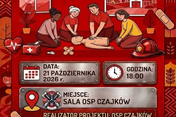 Bezpłatne szkolenie z pierwszej pomocy i obsługi AED w Czajkowie