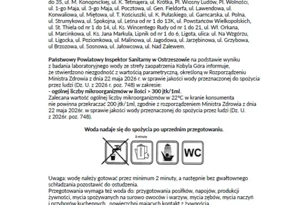 Woda w Kobylej Górze i Ligocie wymaga przegotowania – komunikat sanepidu