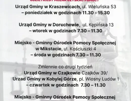Bezpłatna pomoc prawna dla mieszkańców powiatu ostrzeszowskiego – gdzie i kiedy skorzystać?