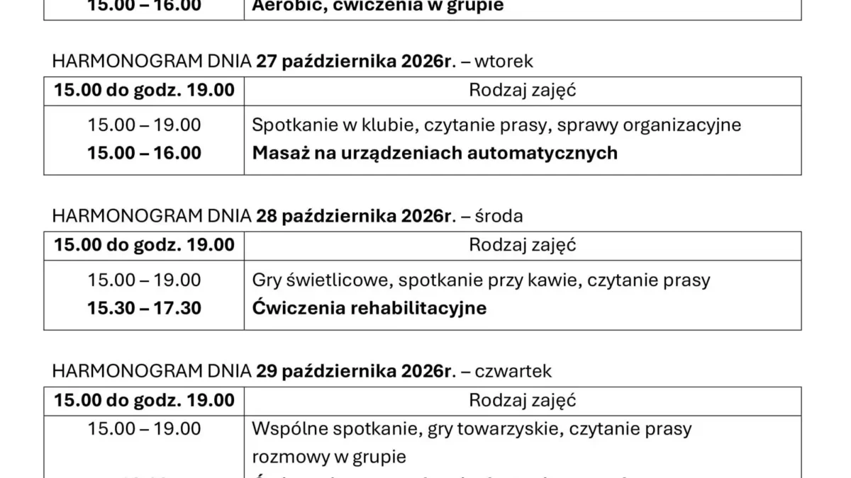 Klub Senior+ w Mikstacie zaprasza na ostatni tydzień października